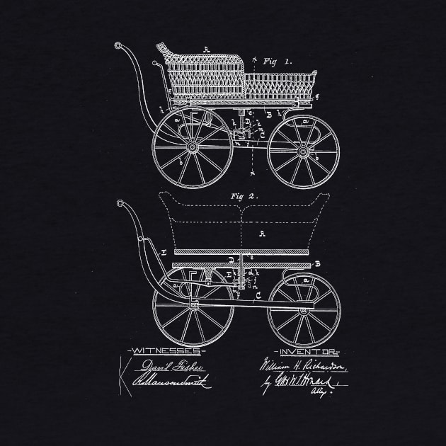 Baby Carriage Vintage Patent Drawing by TheYoungDesigns